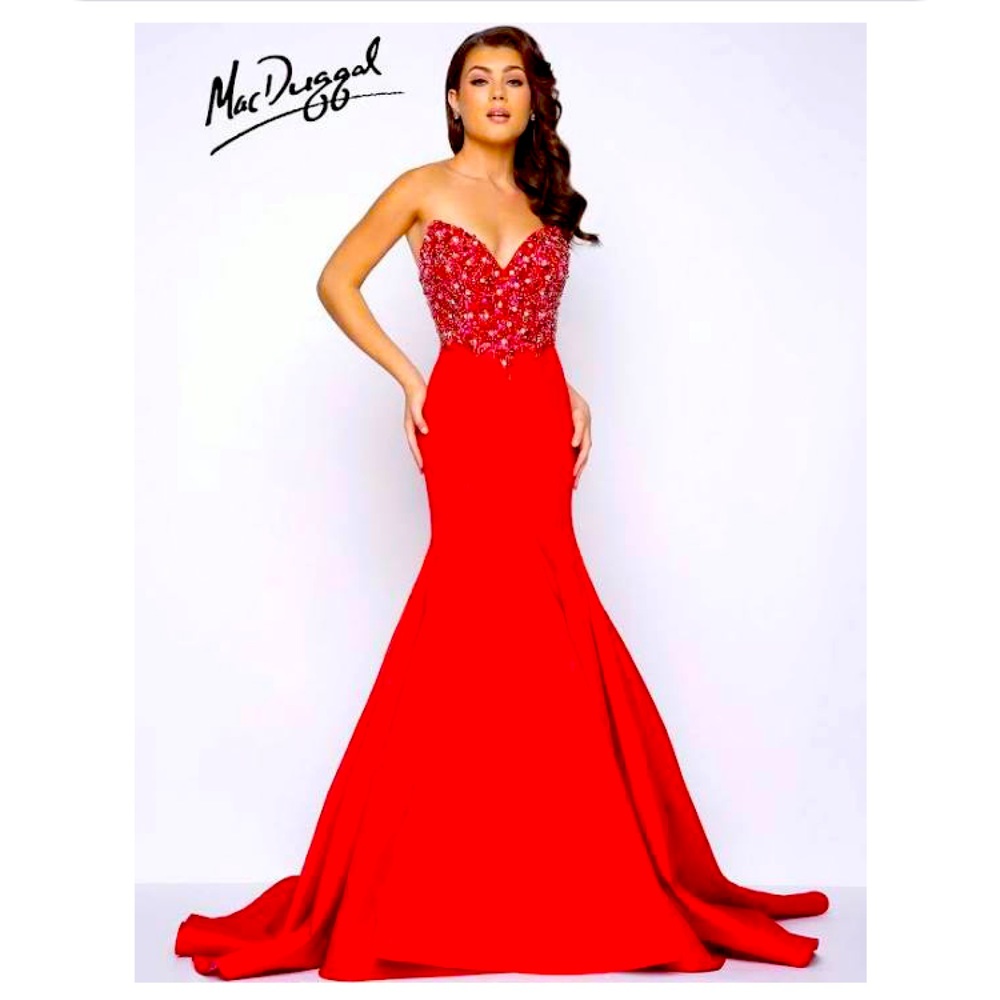 Mac Duggal Prom 62660M Red Ball Gown SZ 8